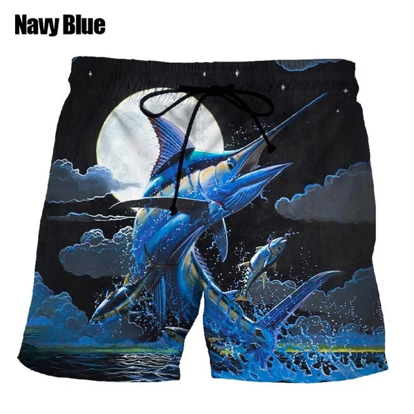 Beach Men\'s Shorts Fashion Casual Funny Fish Print 3d Shorts Sports Loose Shorts