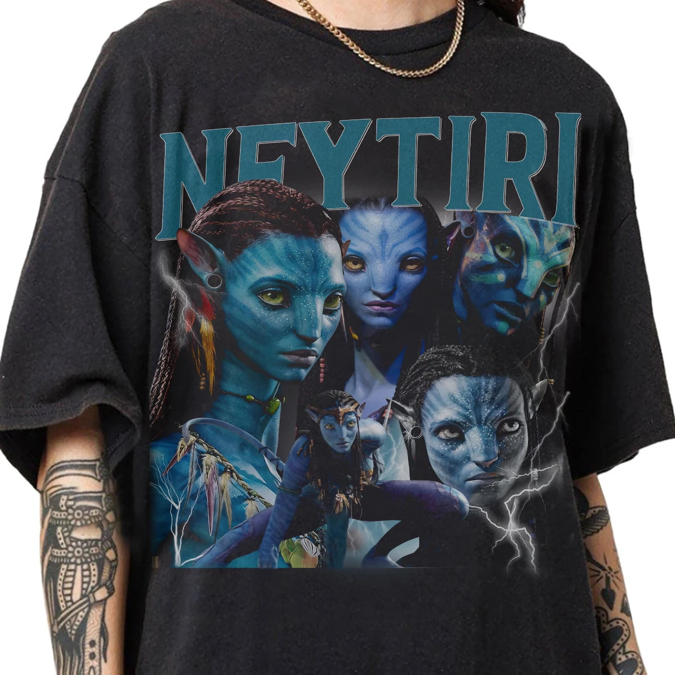 Retro 90er Jahre Vintage Neytiri Bootleg T-Shirt, Neytiri Avatar Grafik Retro T-Shirt, Avatar Film Geschenke für Frauen und Männer Unisex T-Shirt