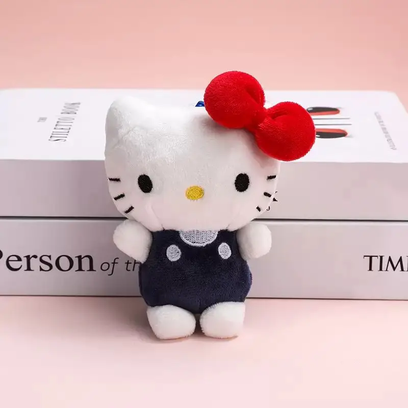 

Милый плюшевый кулон «Hello Kitty», синее платье с красным бантом, подвеска-брелок с мультяшным рисунком, детское подарочное украшение.