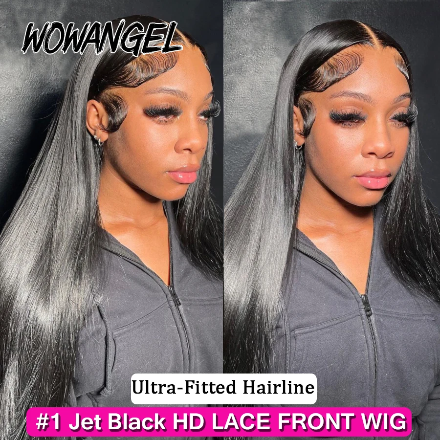 #1 Jet Black HD Lace Wig 13x6 Human Hair Wigs 250% Silky Straight Bleached Knots HD Transparent Lace Wigs Glueless For Women