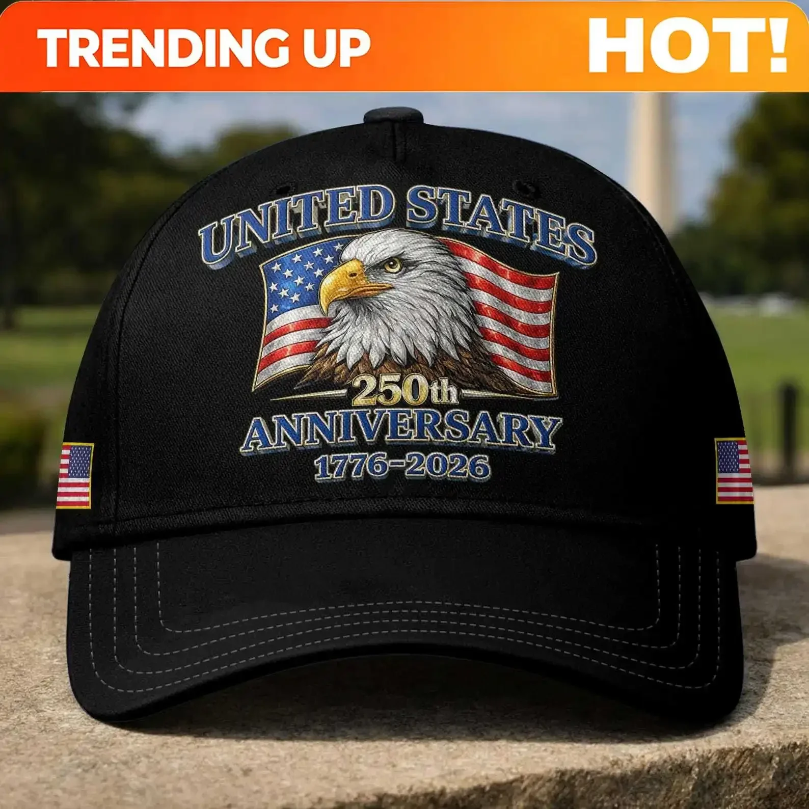 Customization United States 250th Anniversary 1776–2026 Baseball Cap, Bald Eagle American Flag Hat, Patriotic Independence Day H