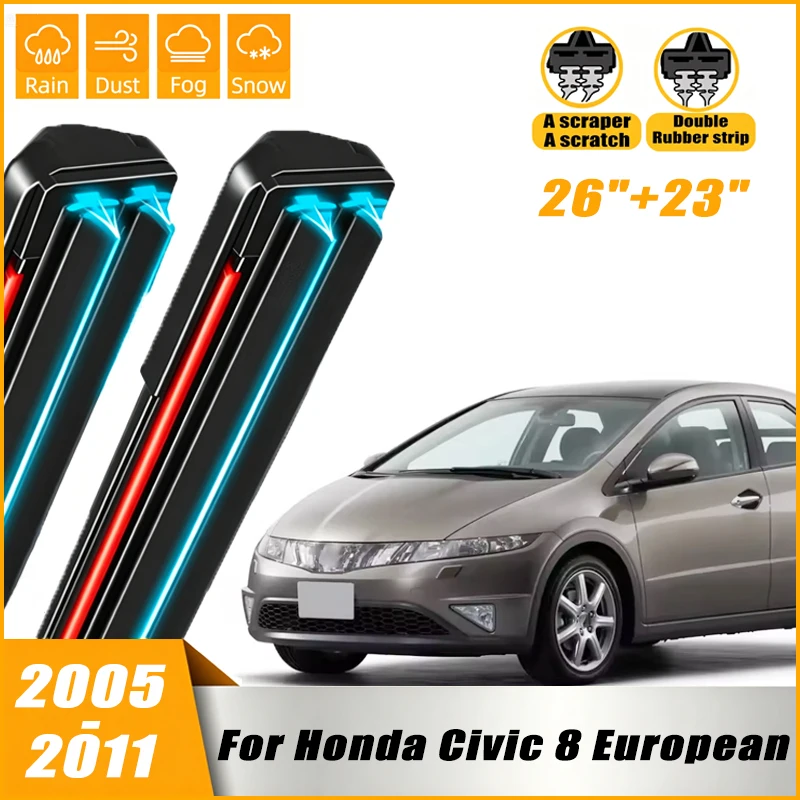 

2Pcs Front Windshield Windscreen Wiper Blades For Honda Civic 8 European Hatchback 2005-2011 2006,Window Rain Brushes 26"+23