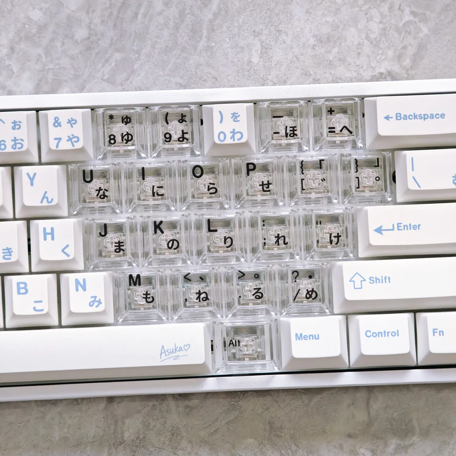 21 Keys Keycaps PC Transparent Black Love Heart Japanese for Mechanical Keyboard Desk Accessory Ajazz AULA F75 Gravastar Game