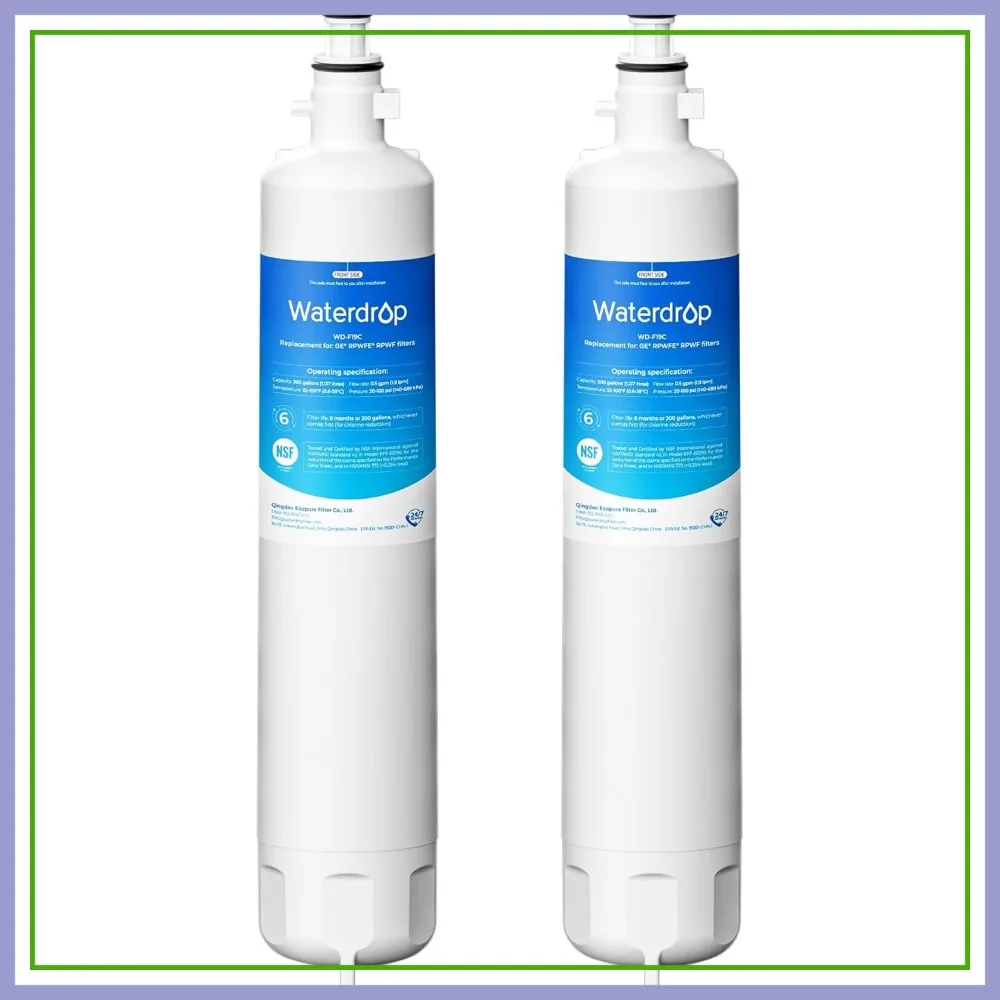 

Replacement for GE RPWFE Water Filter (Built-in Chip) - Compatible with GFE28GYNFS, GFE28GELDS, PFE28KELDS, PFE28KYNFS, GFD28GELDS, PWE23KELDS - 2 Pack