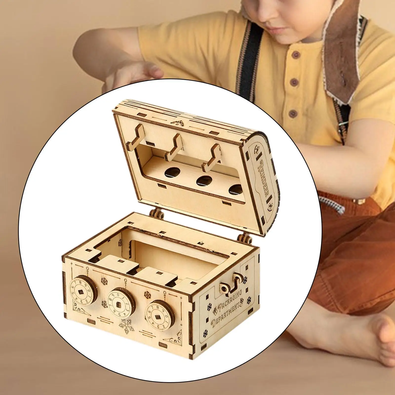 

3D Wooden Puzzle Password Box Treasure Chest for Gift Children Valentine's