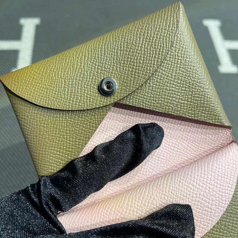 Genuine Leather Key Coin Document Wallet Elephant Grey And Pink Stitching Short Style Leather Goods Men's Wallets