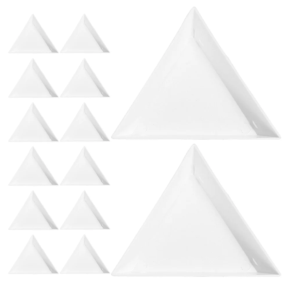 40 Pcs Jewelry Triangle Plate Craft Storage Trays DIY Rhinestones Plastic White Bead Sorting Plates