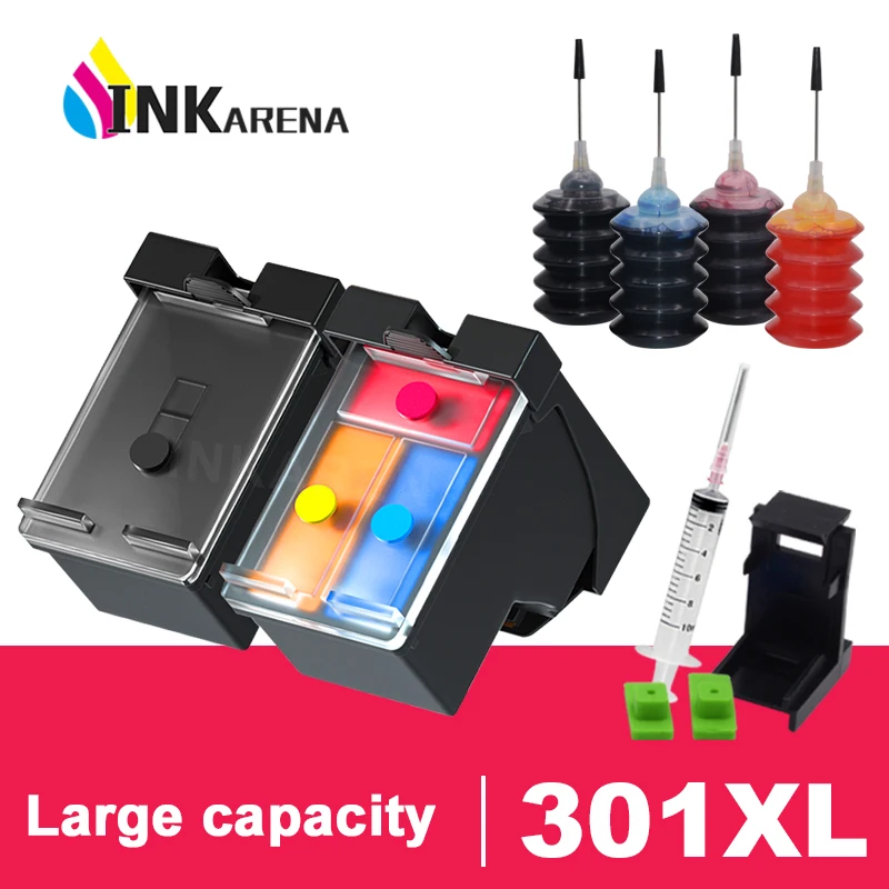 INKARENA For HP 301XL 301 XL Refillable Ink Cartridge for HP301 Deskjet 1050 2050 2510 3000 3050 3052 3054 3540 1510 2540