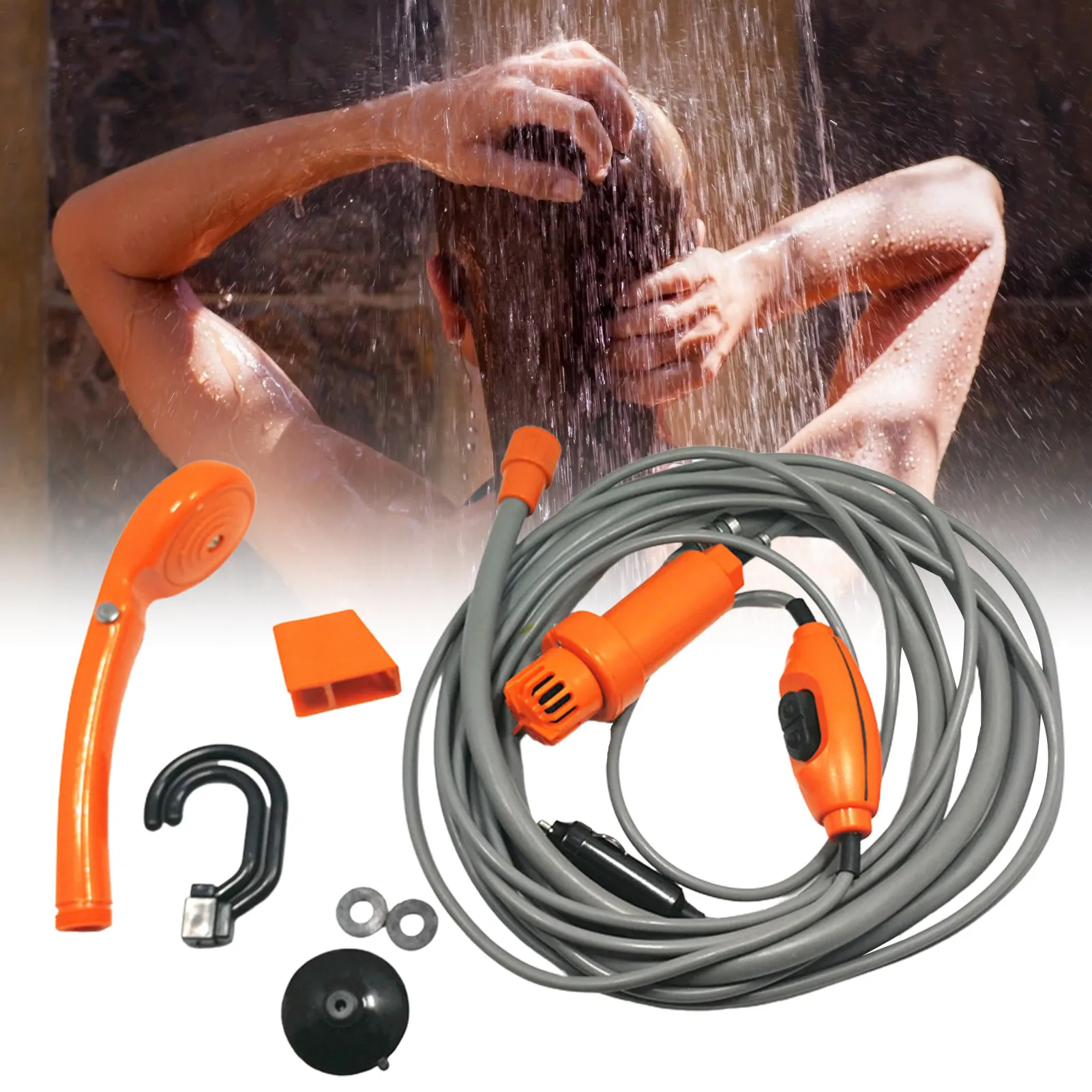 

Water Bag Kit 12V Electric Outdoor Camping Showers Portable Shower For Travel Car Washing Hiking Flowering Plants Watering