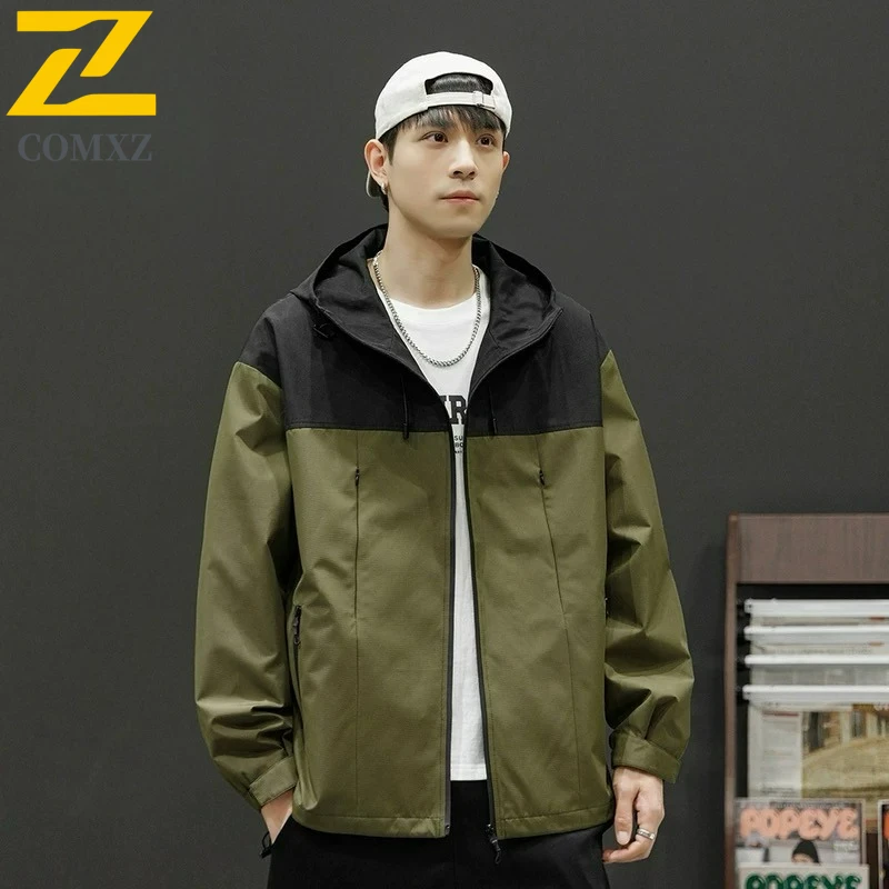

Gorpcore Camping Jacket Men's Fashion Loose Splicing Waterproof Windproof Jacket Autumn Casual Hiking Fishing Hooded Windbreaker