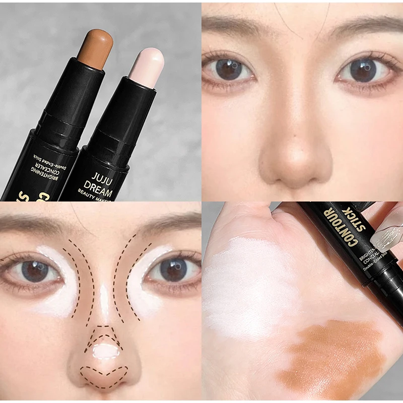 Double-headed Contouring Stick Dual-purpose High-light Trimming Stick 3D Contour Nose Shadow Facial Shape Brighten Trimming