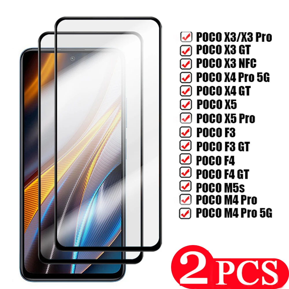 

Закаленное стекло для xiaomi Poco F4 F3 X4 GT X5 M4 M5 M5s X3 pro, 2 шт.