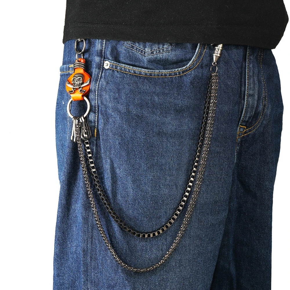 1Piece Punk style double chain skull pant chain