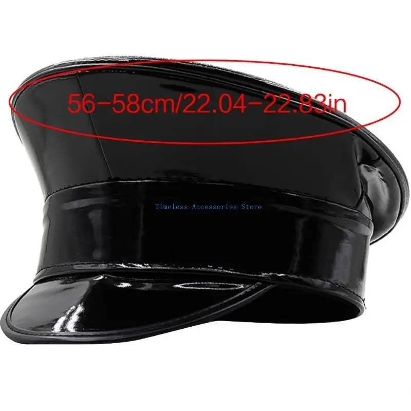 97QE PatentLeather الكابتن قبعة للكبار ملهى ليلي قبعة بريق قبعة الحفلات للنساء الرجال الرقص قبعة العازبة أغطية الرأس