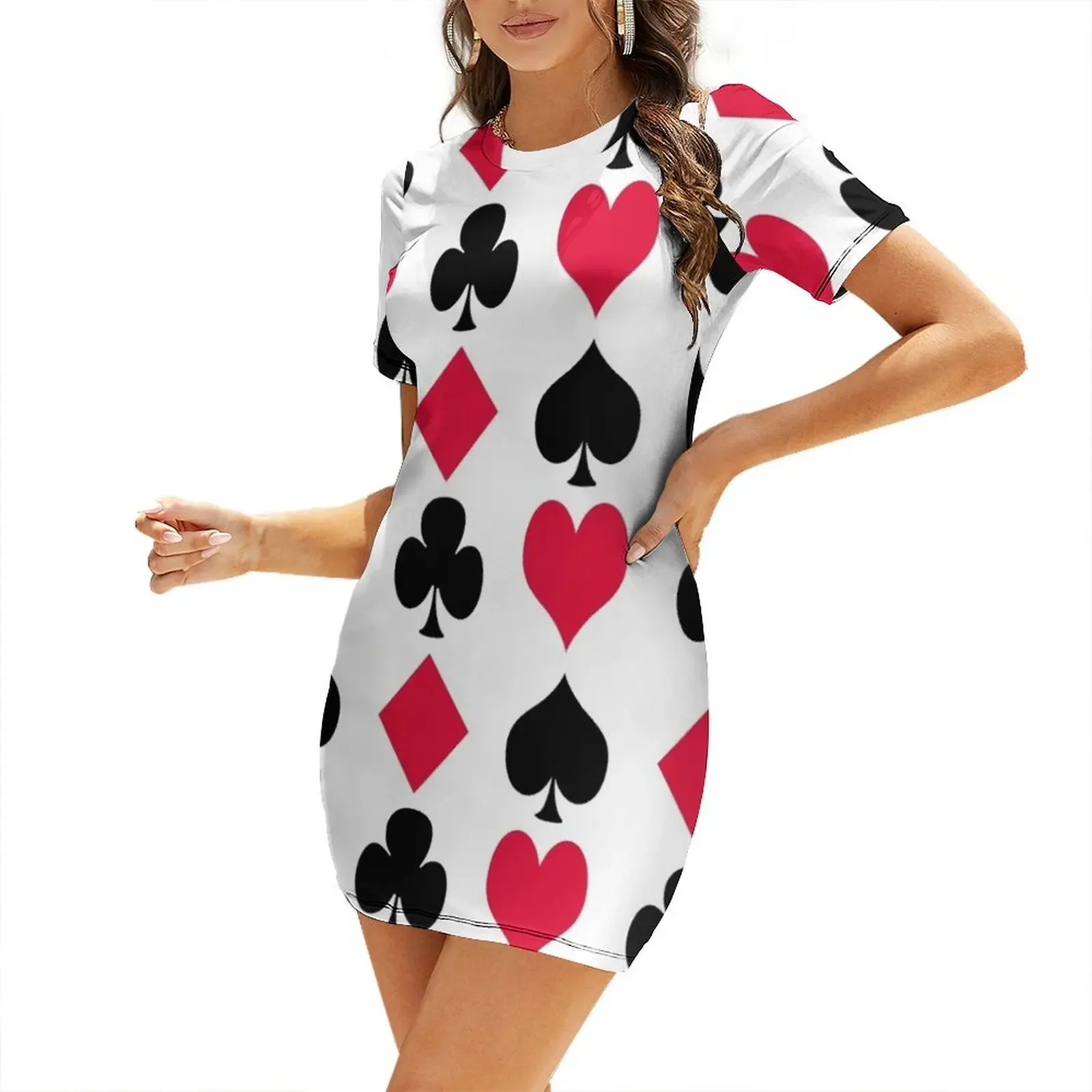 

Playing Card Suits Short-Sleeved Dress ceremony dresses women's luxury party dress Women's summer skirt long sleeve dress