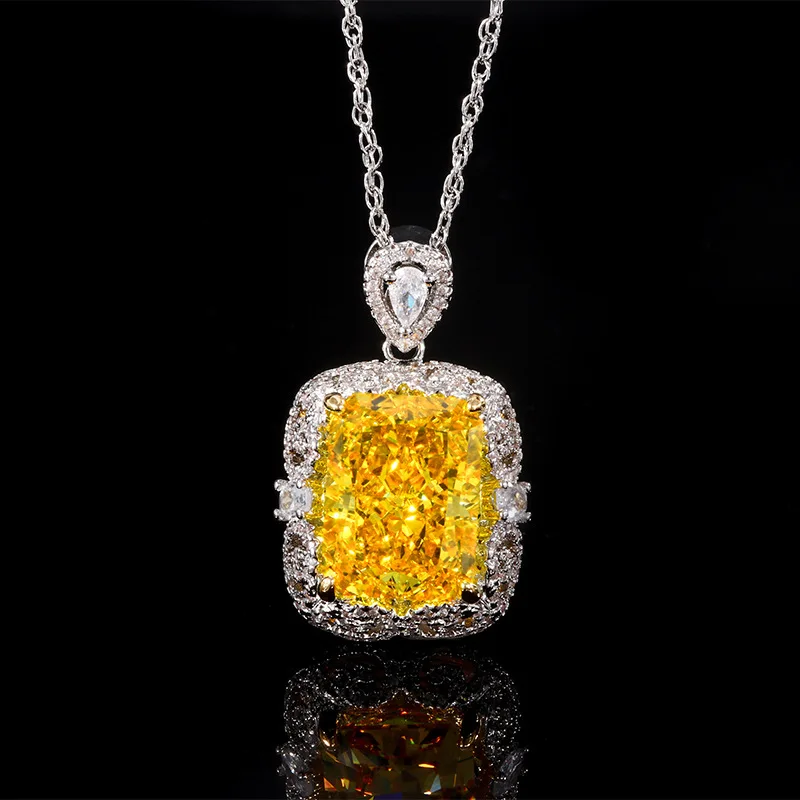 2025 New Jewelry Set High Carbon Diamond Ice Flower Cut Copper Inlaid Light Luxury Pendant Main Stone 12*16 Women's Pendant