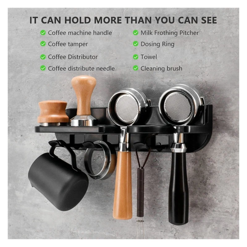 Coffee Set Portafilter Storage Wall Rack Self-Adhesive Wall Mount Espresso Coffee Filter Holder