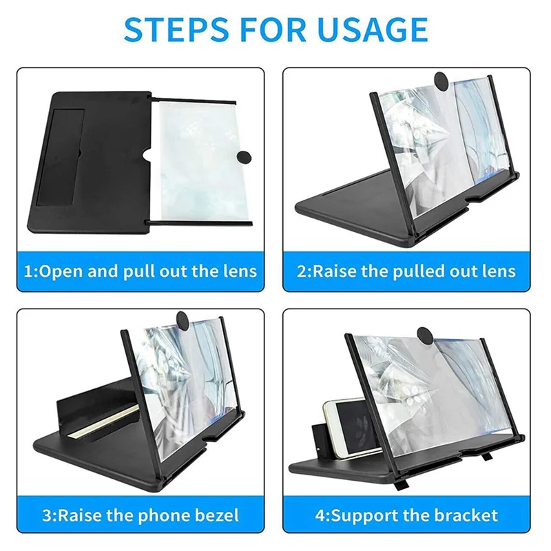 10 インチ 3D スクリーンアンプ、旅行用ポータブル目の保護 HD ビデオスタンドブラケット