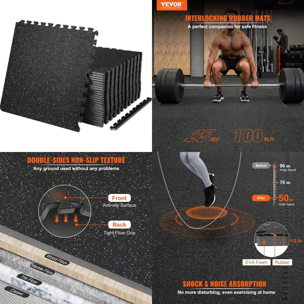 0.56 inch thick 25 pcs 100 sq.ft gym floor mats, 25