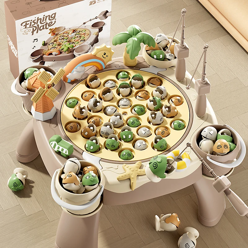 Giocattolo da pesca magnetico per bambini elettrico 360 °   Ruota con la musica Divertimento Gioca a Fish Rod Gioco Educativo 3 anni Regali per bambini