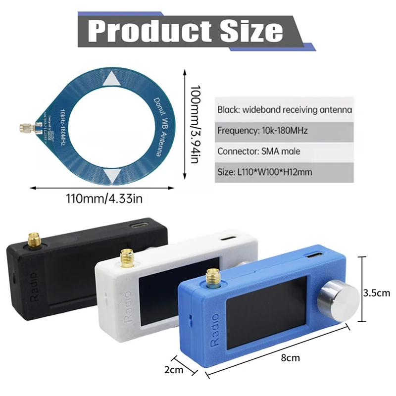 A37T-10Khz-180Mhz Mini Loop Antenna All Band Coverage Ring Donut Antenna Supports Shortwave/Medium Wave SDR For Radio