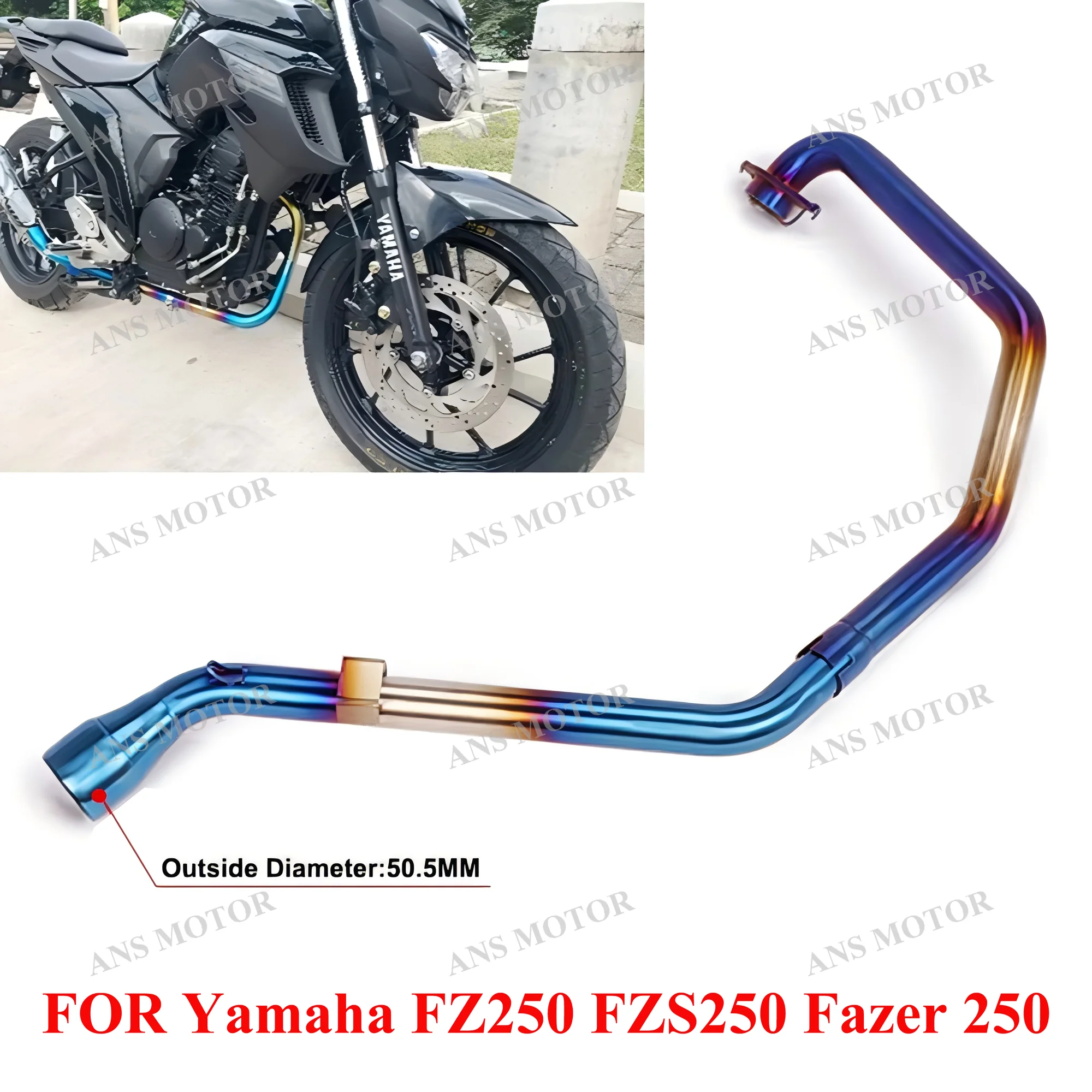 For Yamaha FZ250 FZS250 Fazer 250 Motorcycle Exhaust 51mm Front Link Pipe Stainless Steel Slip On