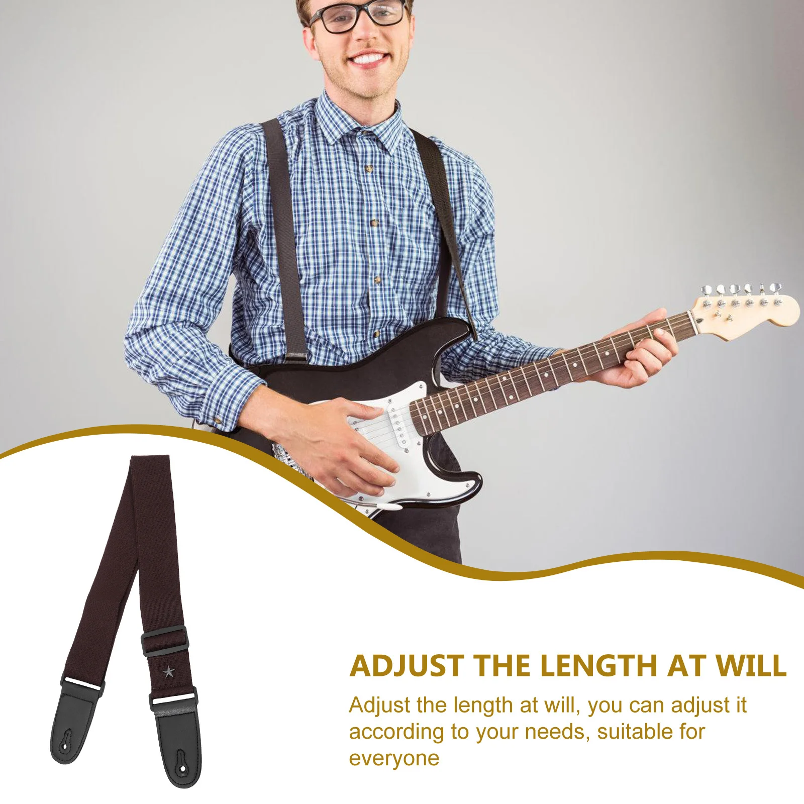 

Creative Durable Guitar Strap Adjustable Length Shoulder Belt for Folk Electric Guitar Replacement Gift Accessory
