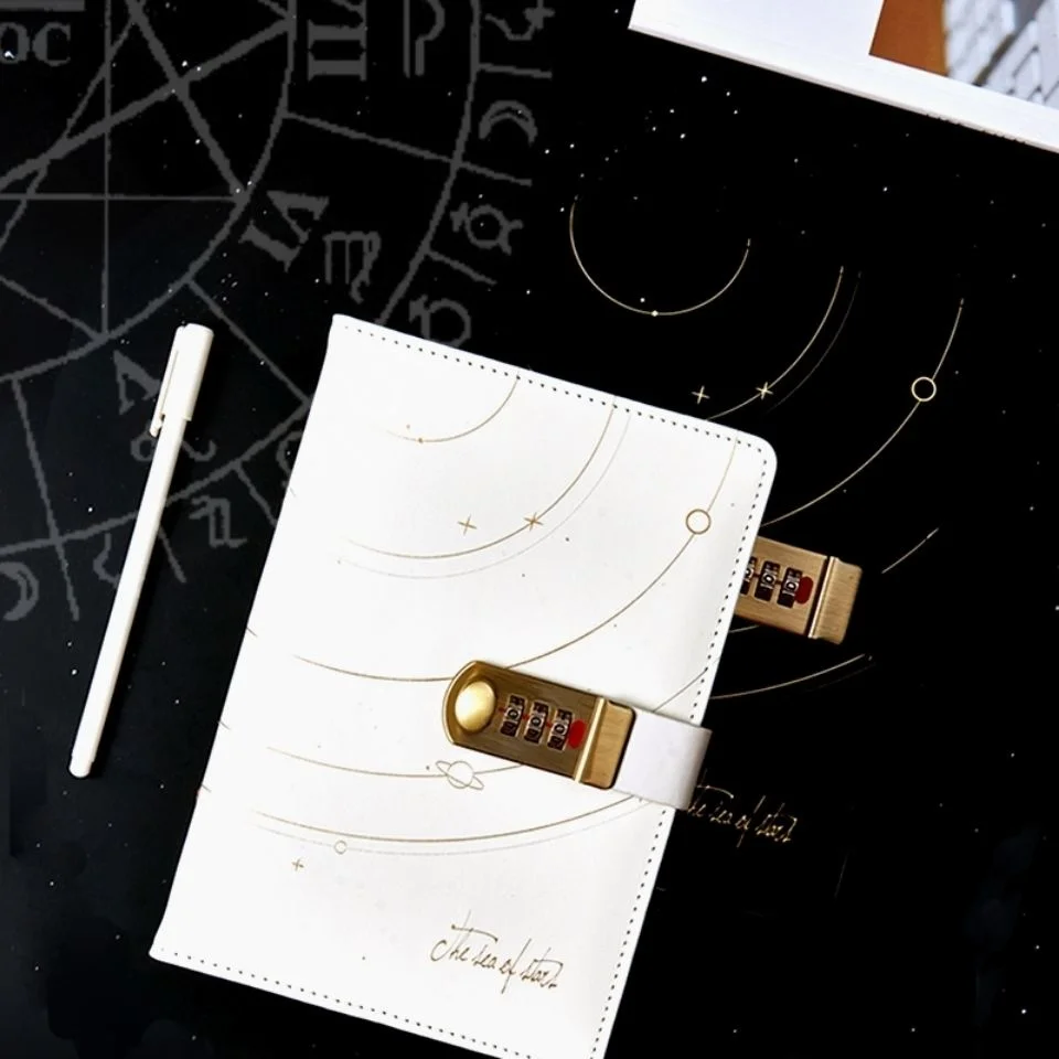 Cosmic planet code book with lock diary retro notebook college student notepad creative boys code book journal notebook