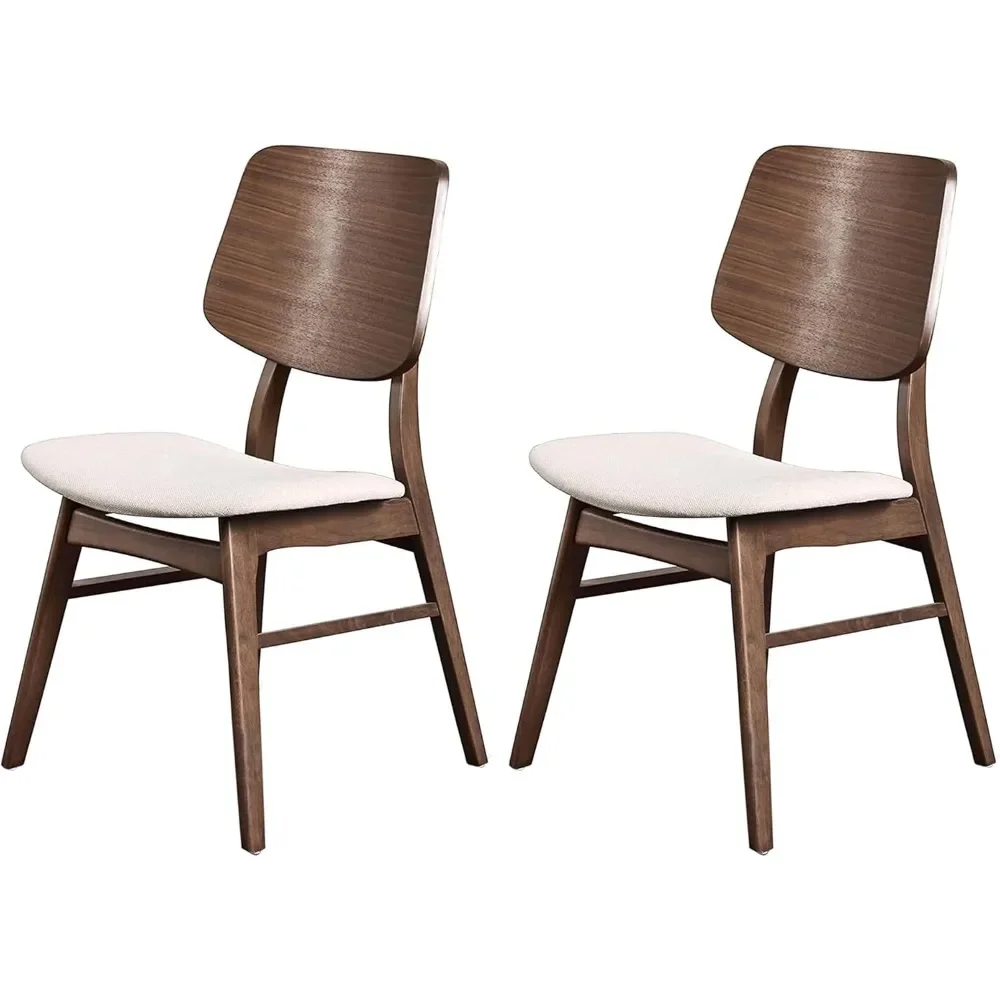 New Classic Furniture Mid-Century Modern Oscar Oval Back Dining Chair, Set of Two, Walnut Brown