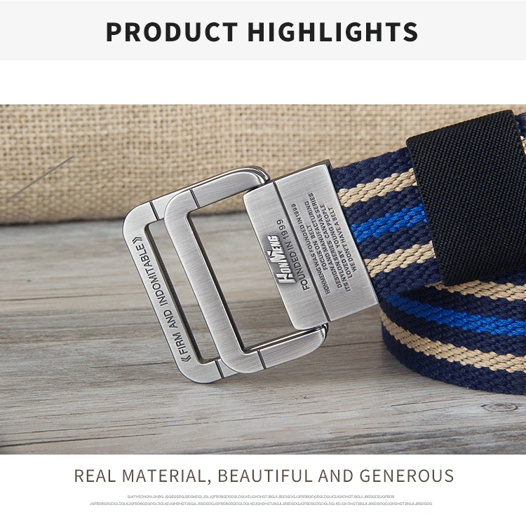 Canvas Belt, Men's Belt, Alloy Double Loop Buckle, Korean Fashion Denim, Teenage Student Pants Belt, Women's Belt