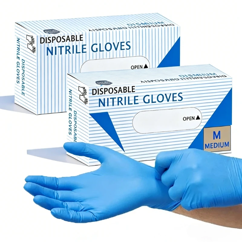 20/50/100PCS Disposable Blue Nitrile Gloves Blue Nitrile Gloves Cleaning Hairdressing Pet Tattoo Bathing Dishwashing
