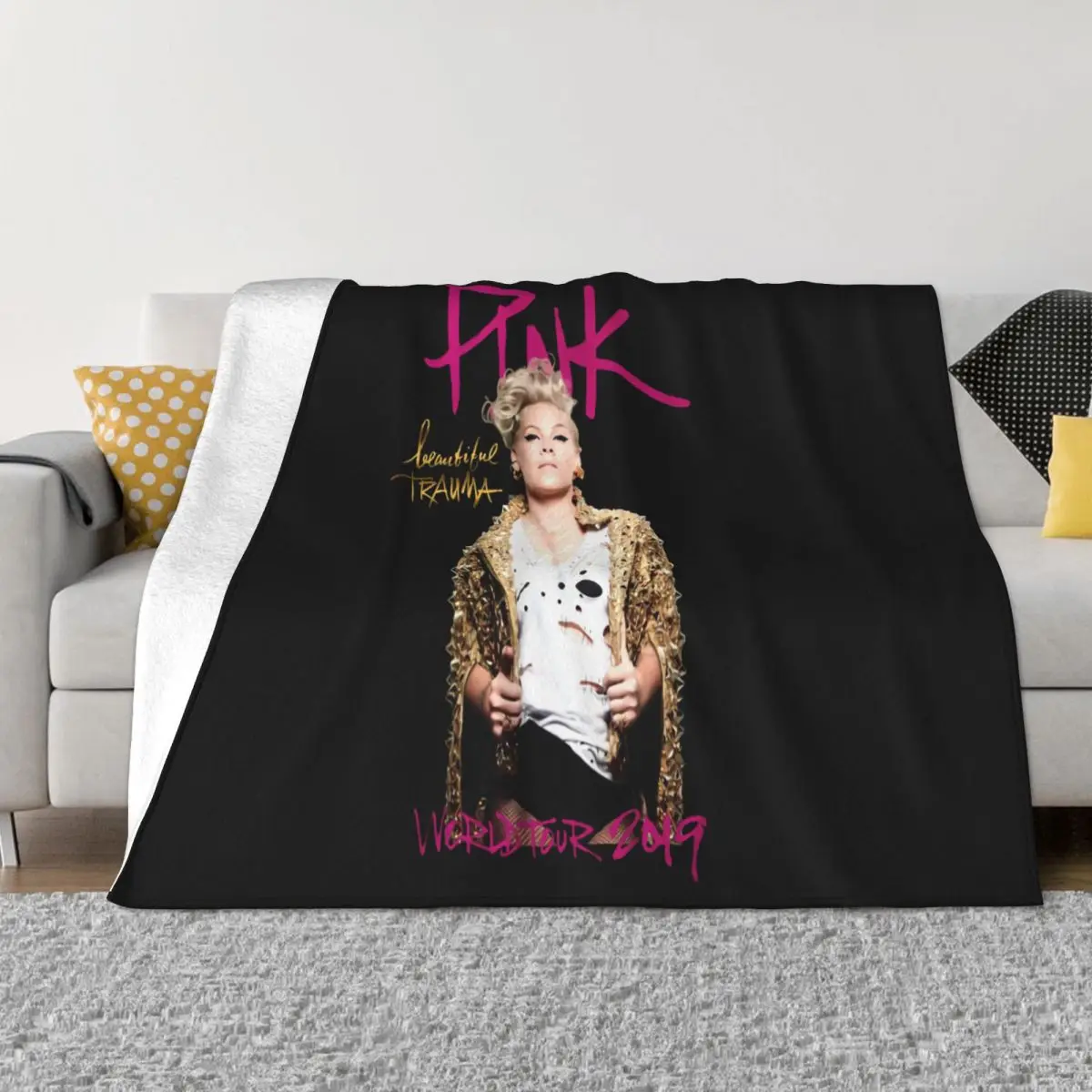 P Nk Pink Beautiful Trauma World Tour Merch 2019 Music Oscar Winner Pop Spring Present Selling Music Throw Blanket