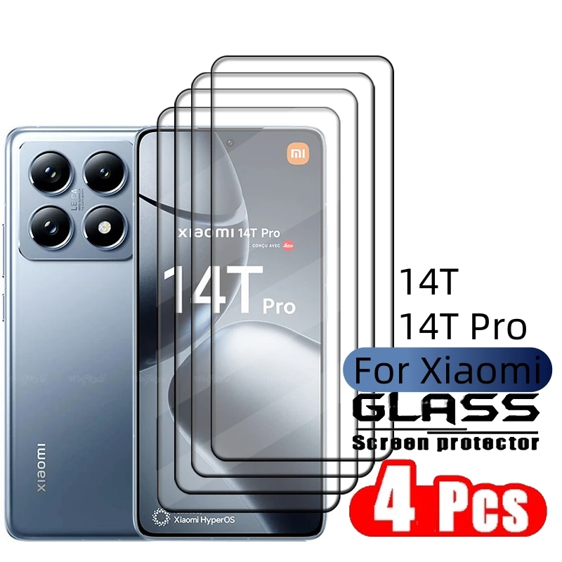 4PCS For Xiaomi 14T Pro Glass Xiaomi Mi 14T Pro Screen Protector Protective Full Cover Glue 9H HD Tempered Glass Xiaomi 14T Pro