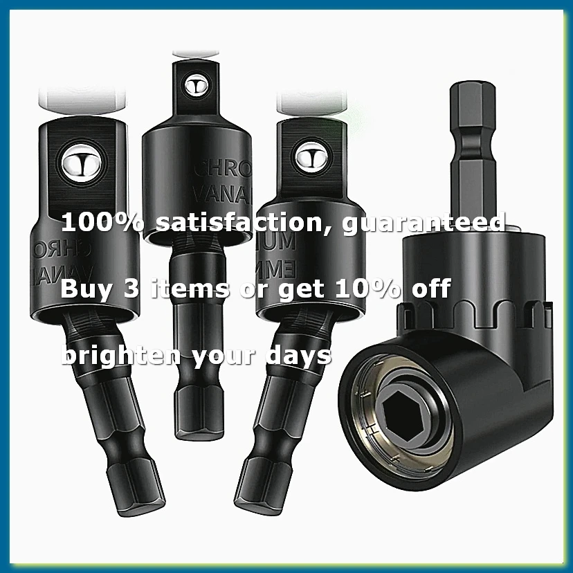 4PCS Right Angle Drill Attachment Impact Grade Power Hand Tool Driver Rotatable Socket Adapter Extension Set