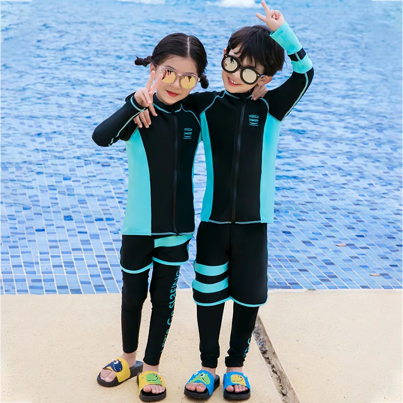 Girls' Boys Rash Guard Set Long Sleeve Full Body Sun Protection 3-4-Piece Swimwear Shirt + Pants + Trunks