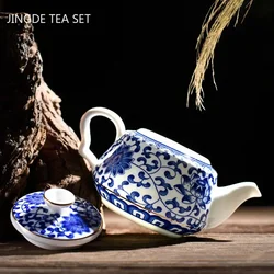 Vintage Blue and White Porcelain Teapots Handmade Ceramic Tea Set Beauty Kettle Chinese Household Filter Tea Pot Puer 200ml