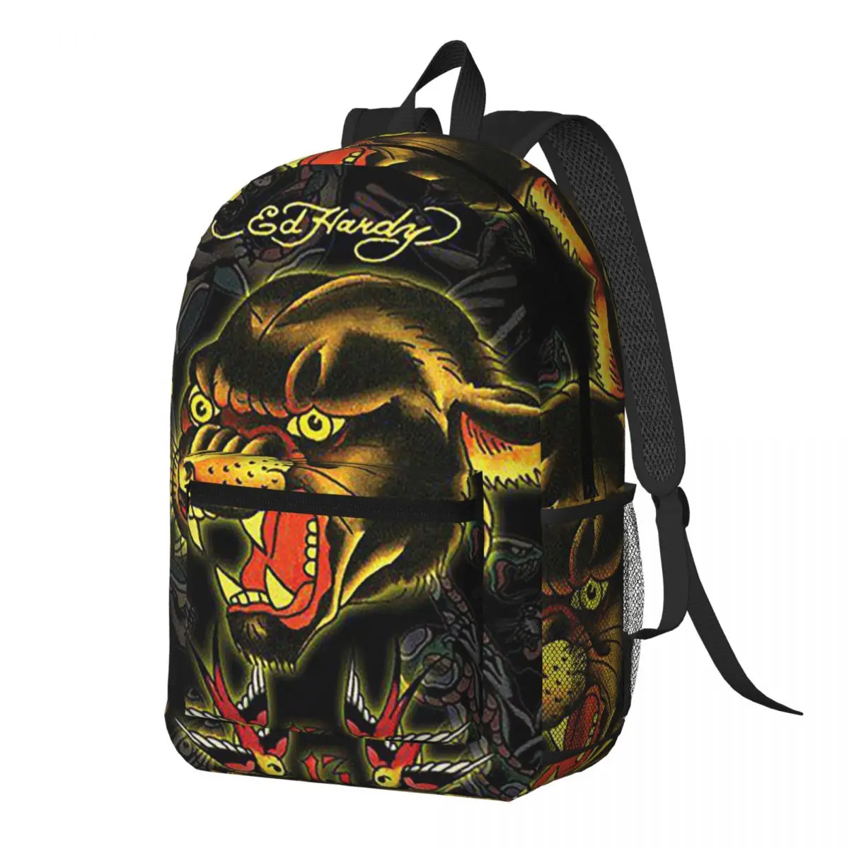 Ed-hardy Tattoo Tiger Skull Backpack Daypack Large Capacity Children BookBag School Bag Shoulder Bags for Men Women