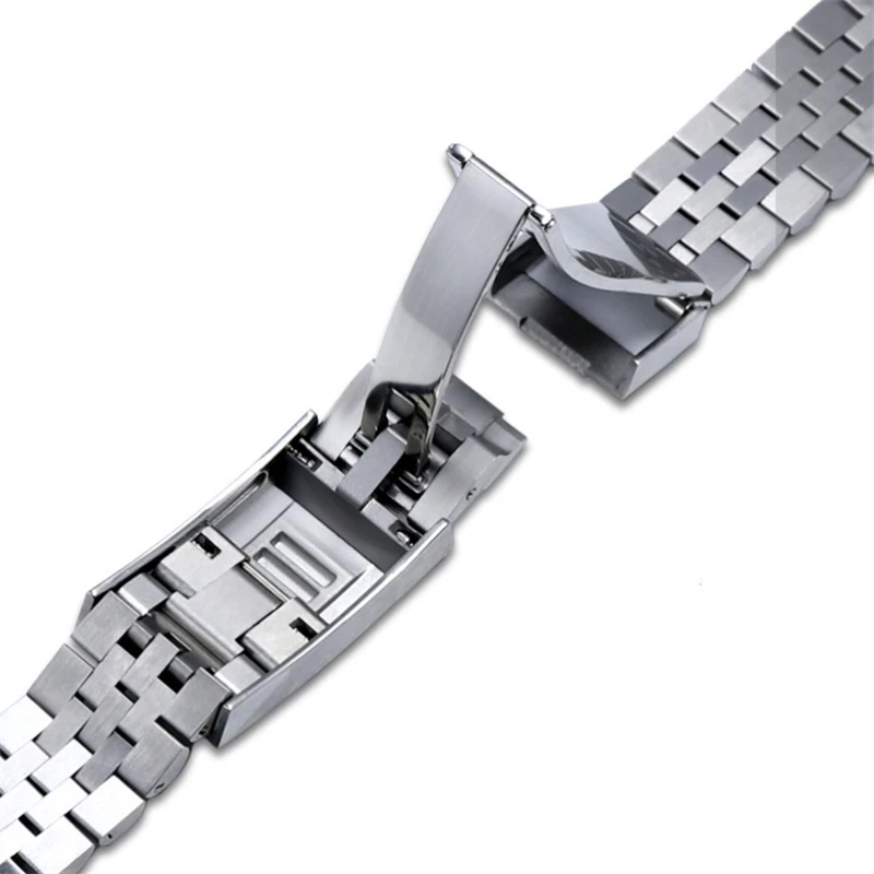 Top Grade Curved End 904L Stainless Steel Watchband 20mm Silver Solid Links Bracelet Fit For Rolx Sky-Dweller Date-just  Watch