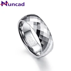 NUNCAD Men's 7.5mm Tungsten Carbide Ring Wedding Band Multi-Faceted High Polished Domed Comfort Fit Size 7-12