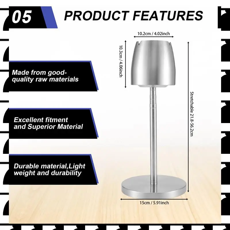 

A44U Stainless Steel Telescopic Ashtray Floor Standing Ash Tray Ashtray Portable Metal Large Windproof Ashtray Smoking Accessori