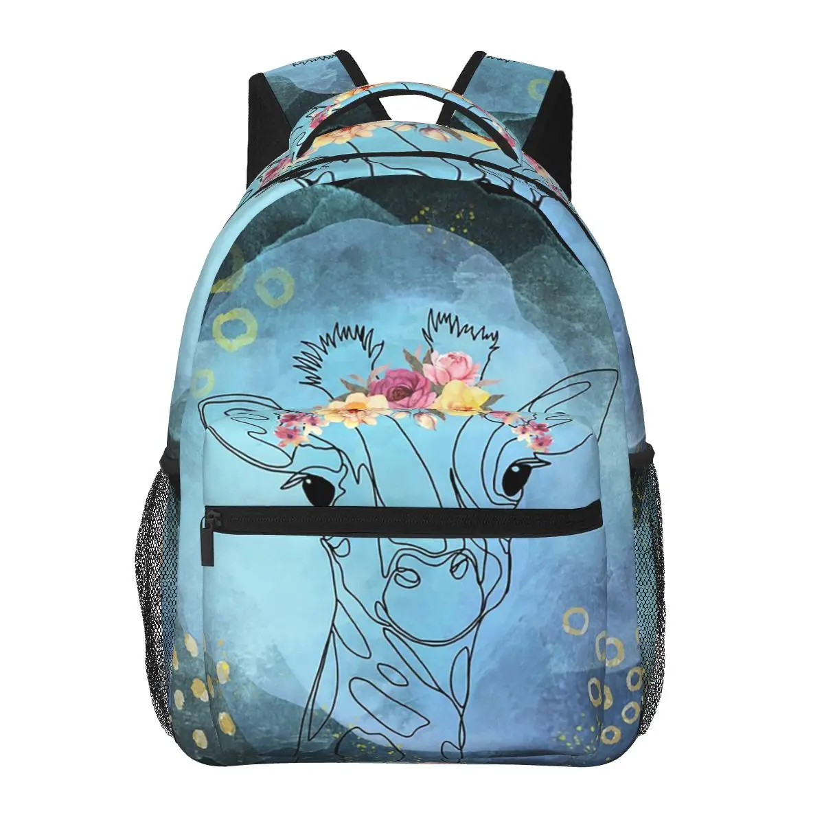 

Giraffe With Floral Crown Cute Animal Student Backpack School Bag Hiking Travel Daypack for Men Women Bookbag Shoulder Bags