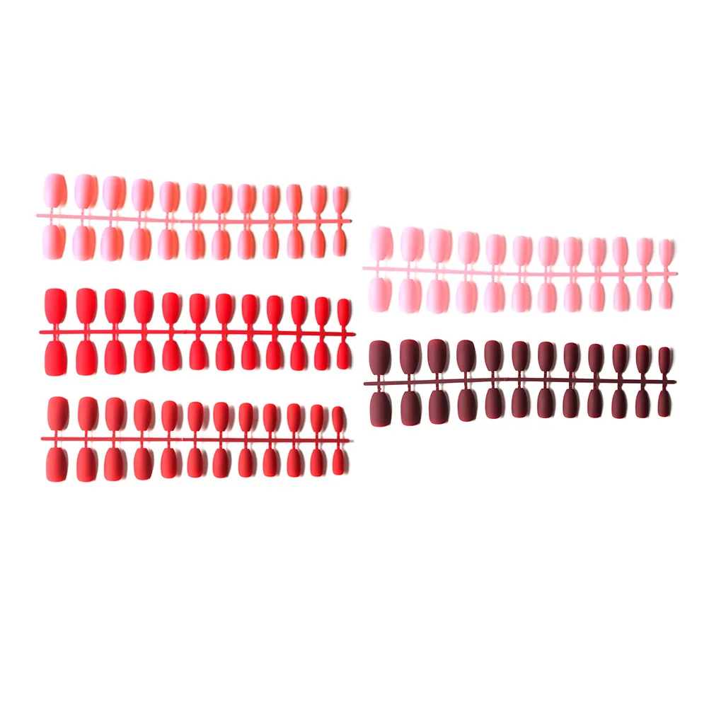 

120Pcs Matte Coffin Nails Premium Eco-Friendly Fake Nails Ballerina False Nail Tips Long-Term Use Salon Nail Art Tool Red Wine