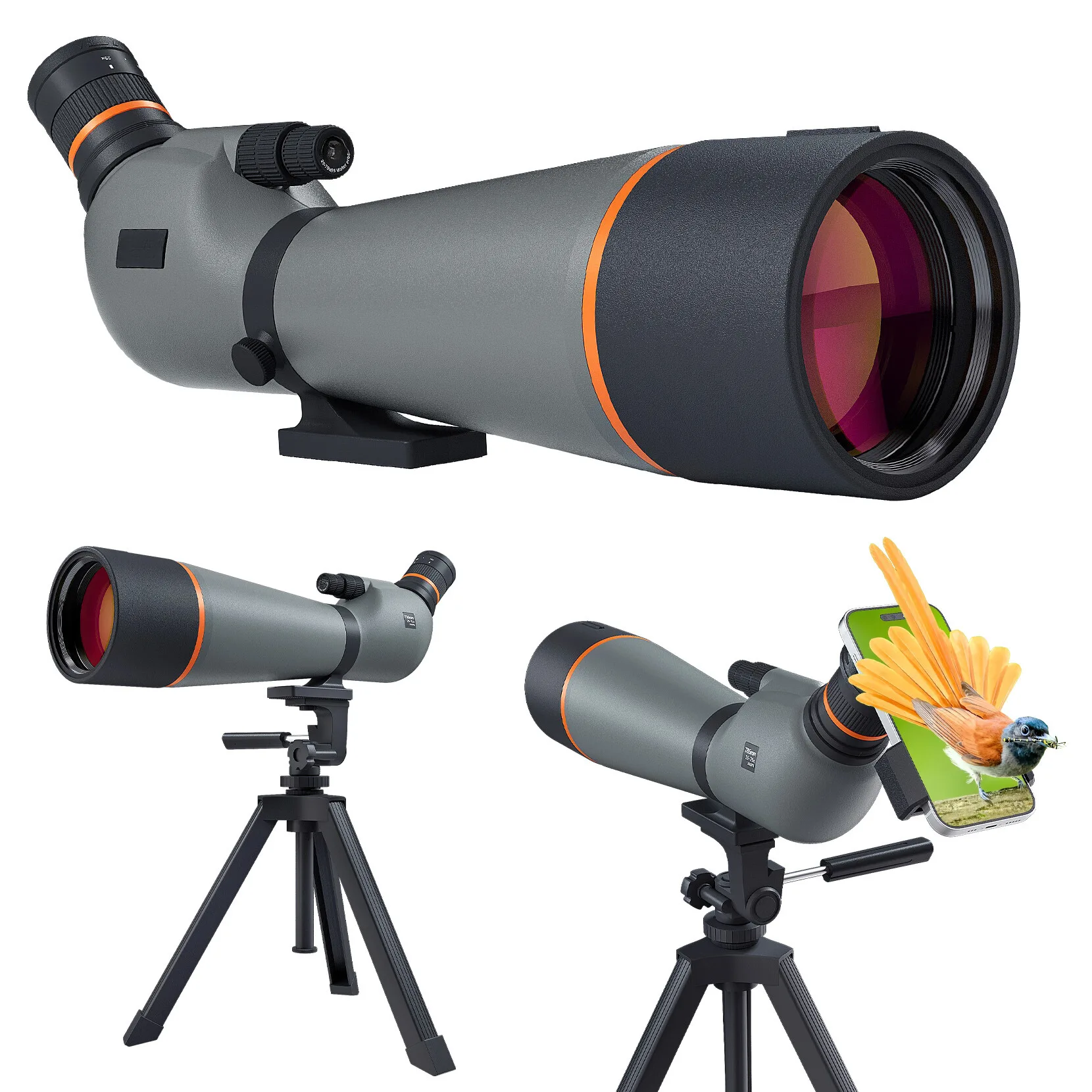 Spotting Scope 25-75x85, Dual Focusing Spotting Scope with Tripod, BAK4 Prism, FMC, Spotter Scope for targeting, Bird Watching,