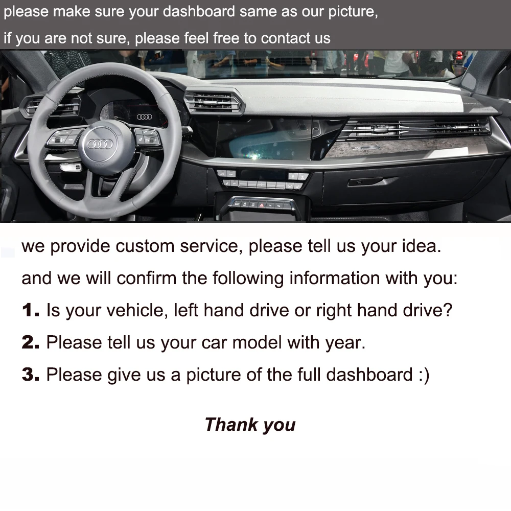 

Чехол на приборную панель автомобиля на заказ, алькантара для Audi A3L 2021, коврик с абажуром, подушка, ковры, аксессуары