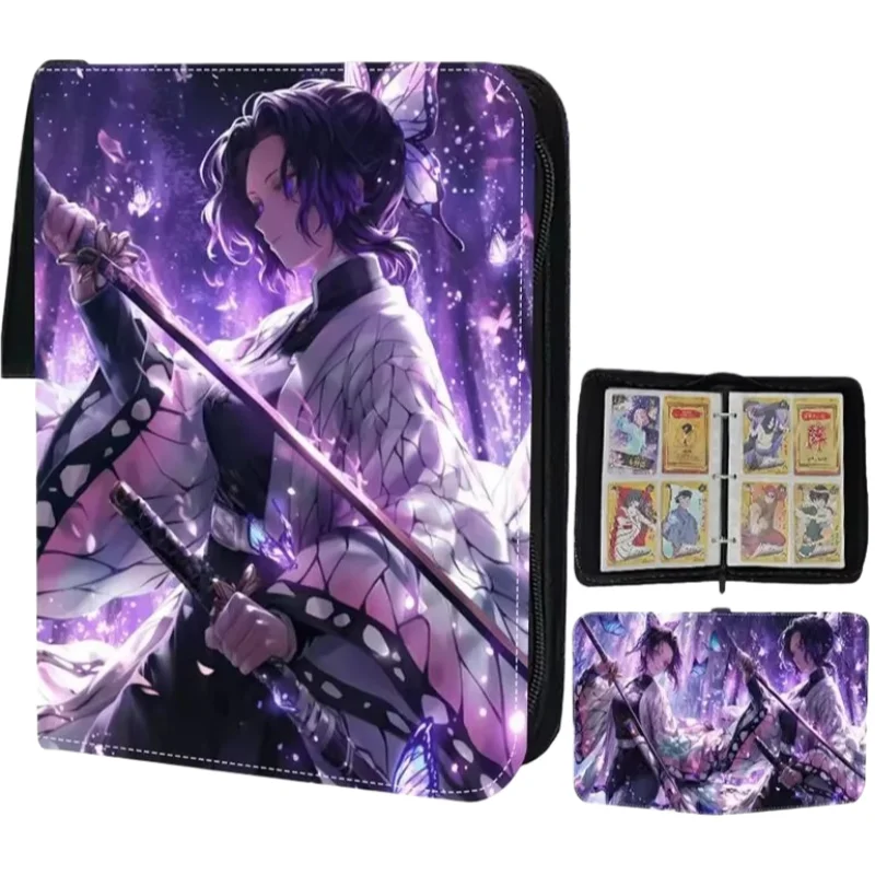 Demon Slayer Kochou Shinobu Zipper Binder Game Card Collection Album Book Anime Cartoon Business Card Holder Children's Toy Gift