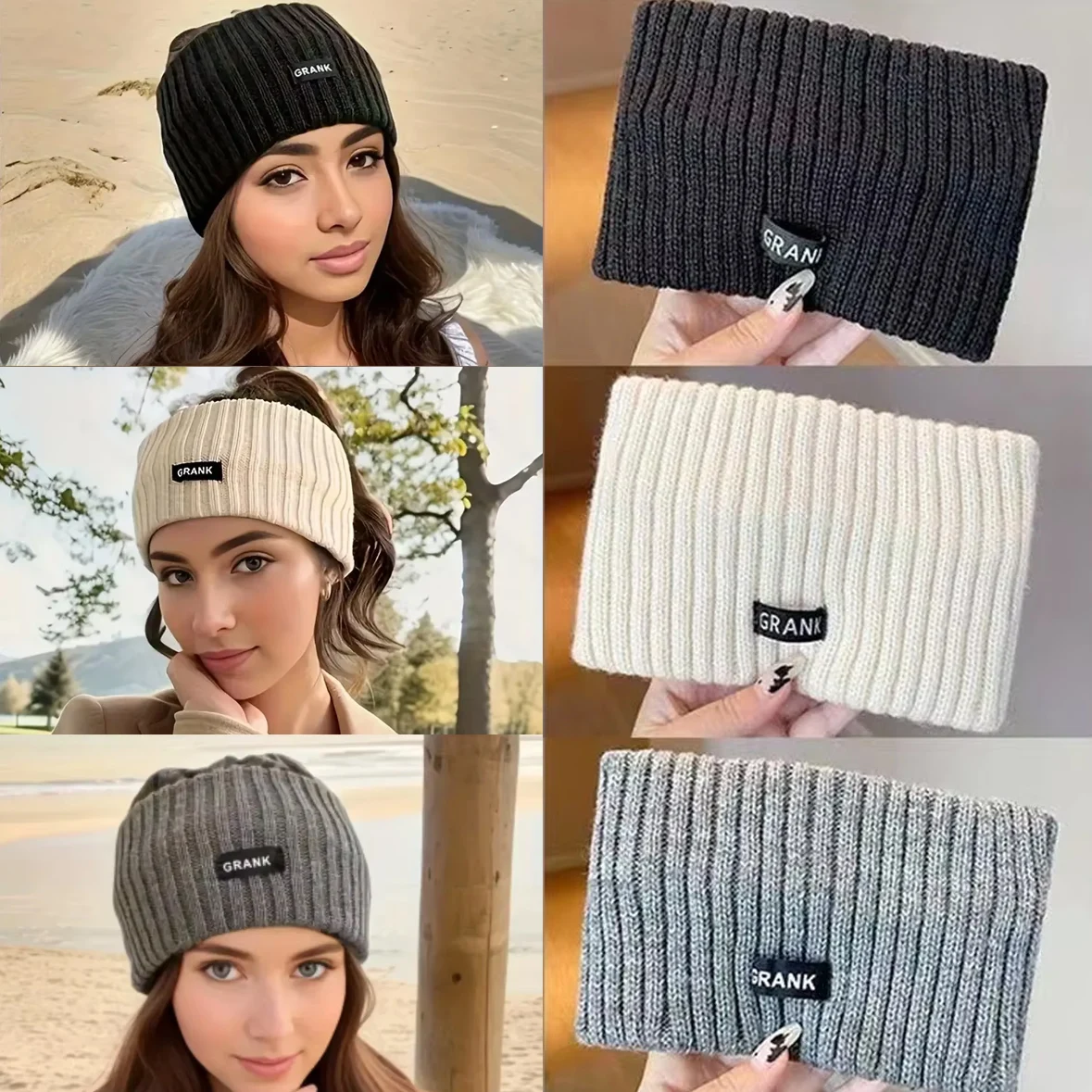 1PC Headband Knitted Women\'s New Forehead Protection Windproof Plush Wide Edge Headscarf Sports Fashion Headwear SmearHair Hoop