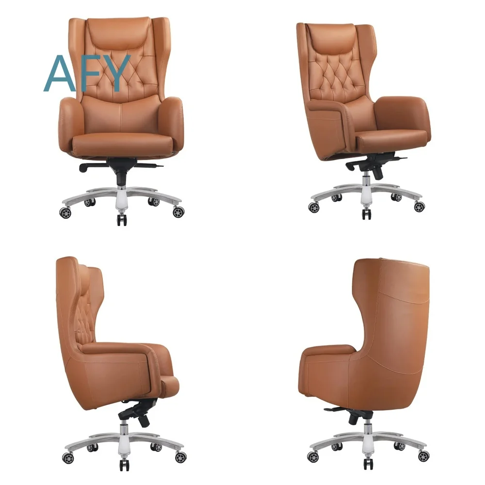 Modern Luxury Ergonomic Office Chair for Home Office Desk Workstation Comfortable Soft Leather Material Executive Seat for