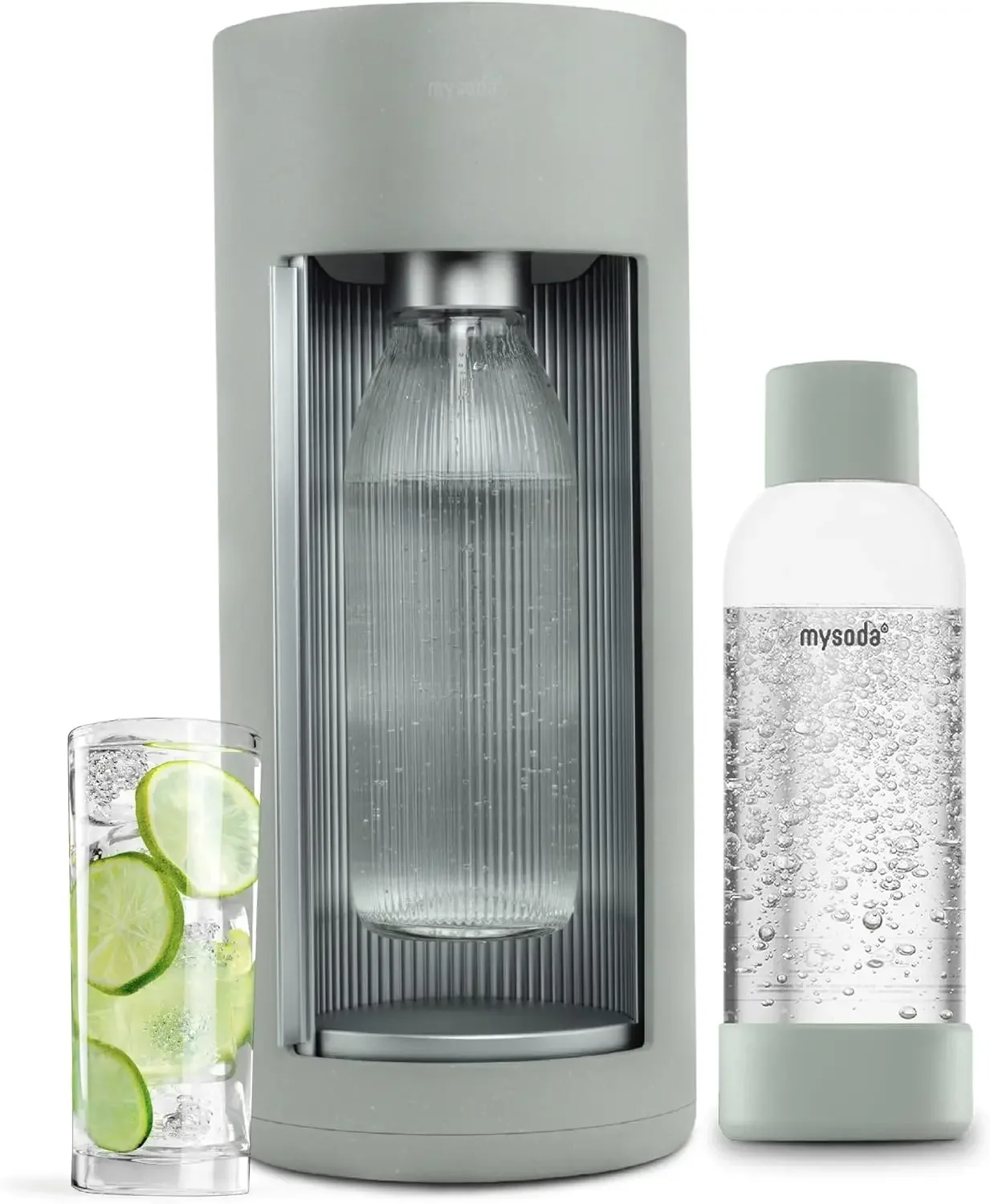 Glassy Design Sparkling Water Maker With 1L Glass & Plastic bottle - Silent Nordic Design Soda Maker Featuring A Sliding Door Op