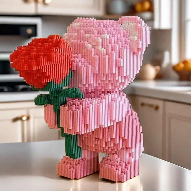 1.236 Teile Love Bear Bausteine, handgefertigtes DIY 3D-Puzzle-Bausatz, perfekt zum Dekorieren von Schlafzimmern/Wohnzimmern.