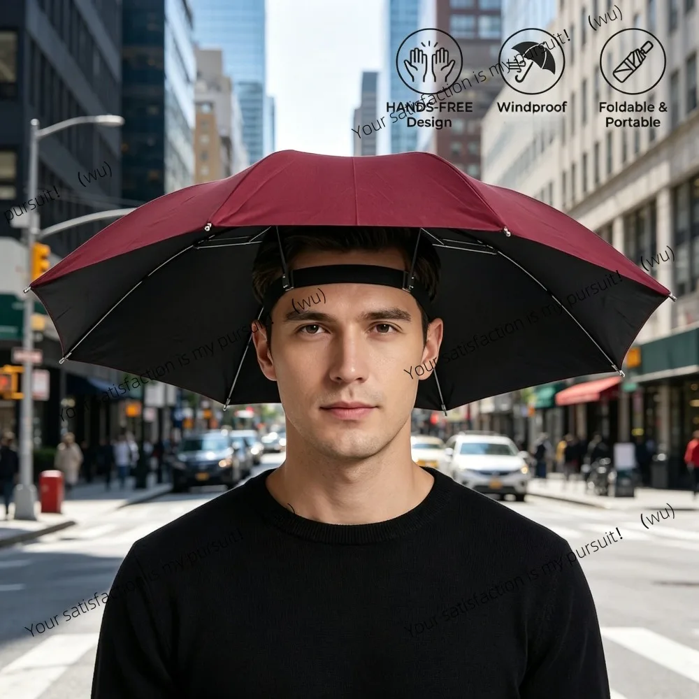 Portable foldable head-wearing parasol cap for outdoor fishing, camping and hiking